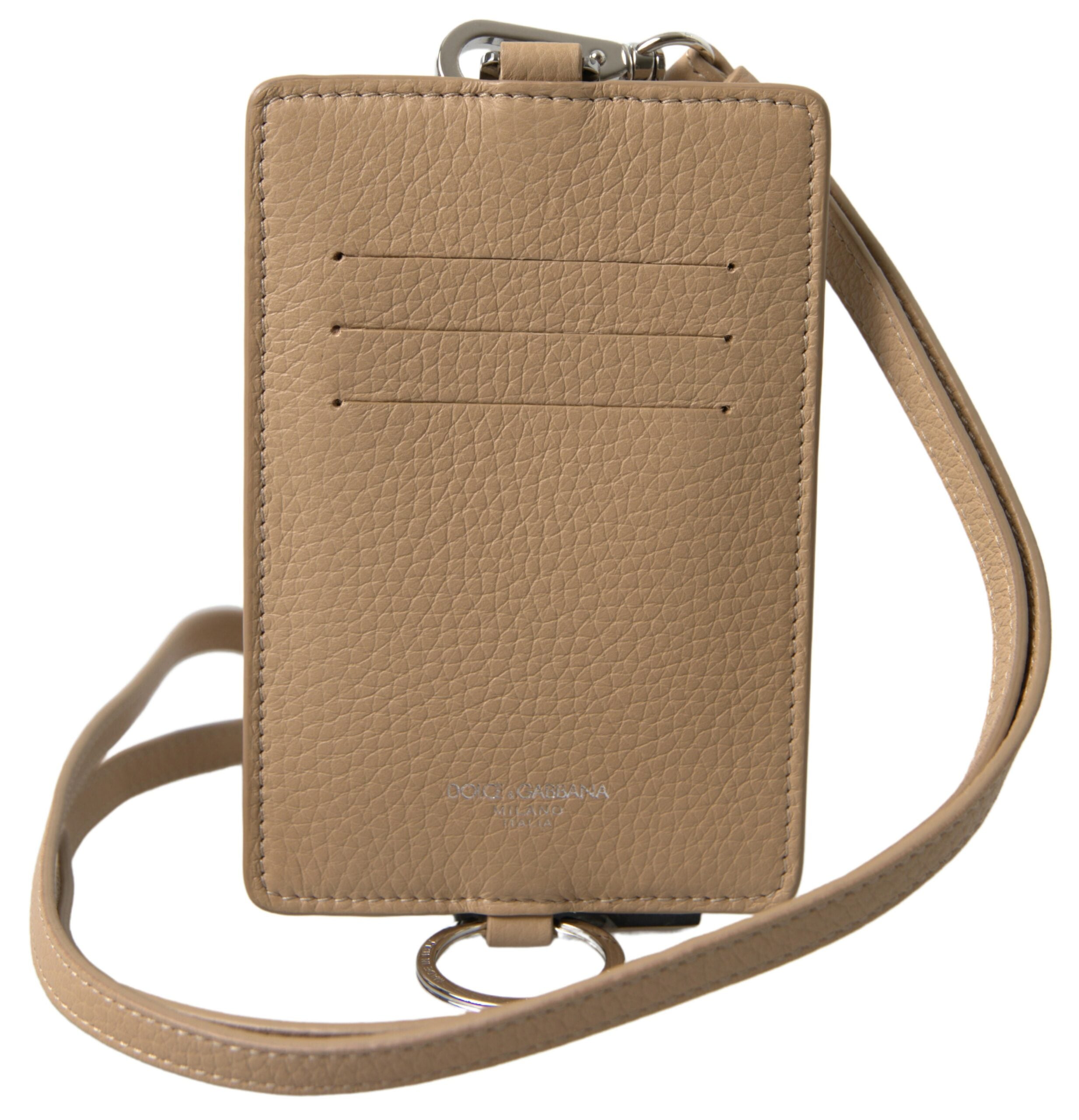 Dolce & Gabbana Elegant Beige Leather Cardholder Men's Wallet