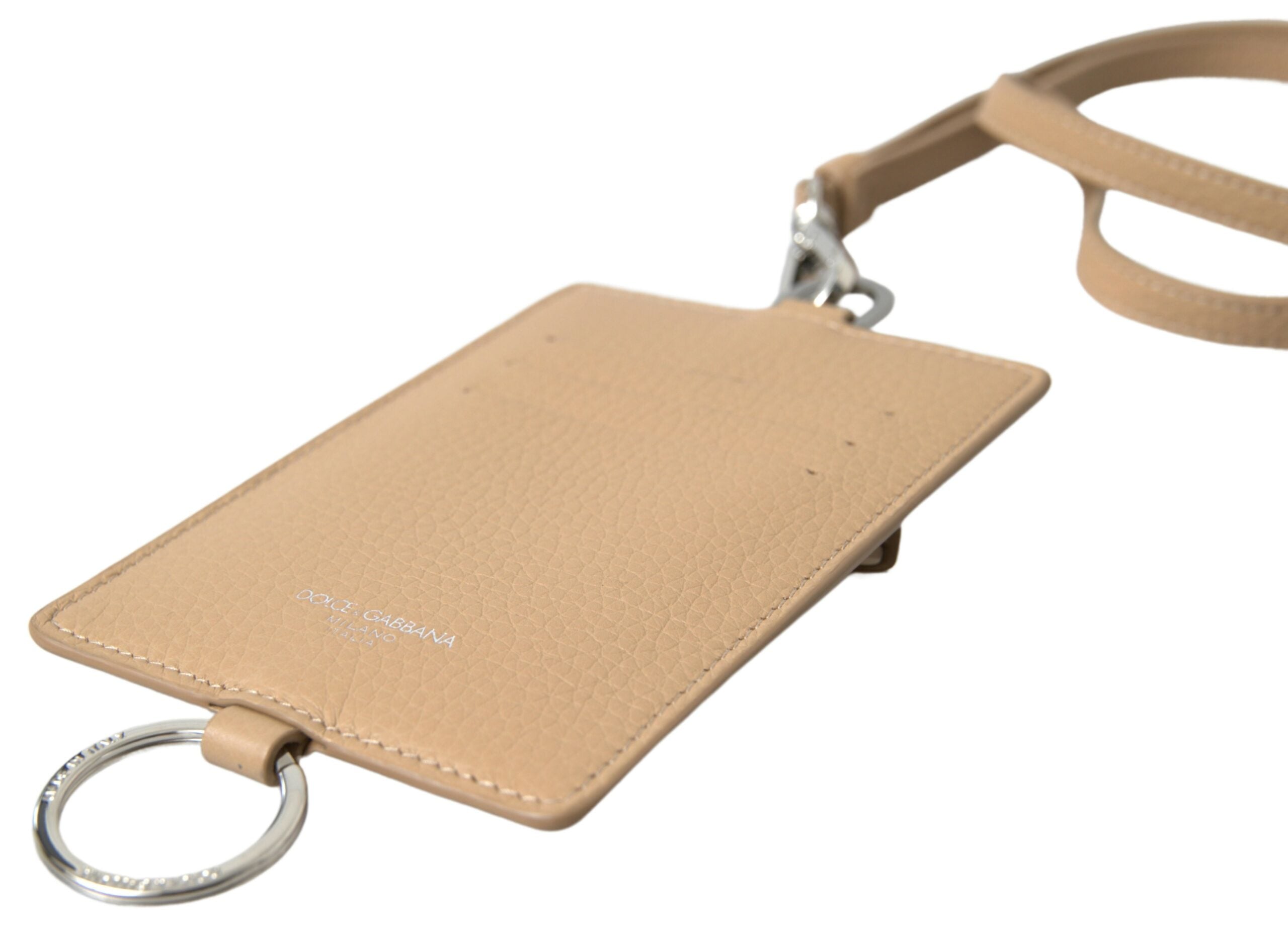Dolce & Gabbana Elegant Beige Leather Cardholder Men's Wallet