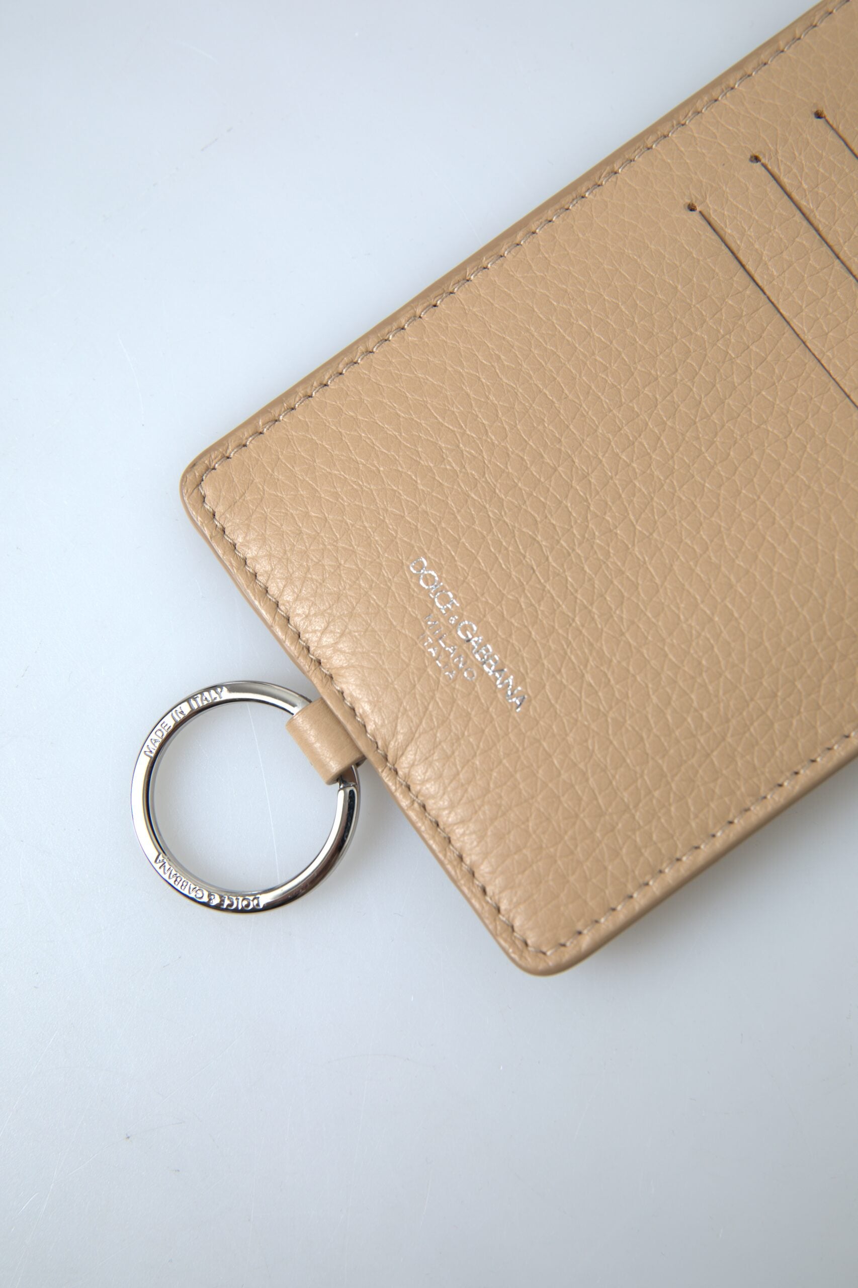 Dolce & Gabbana Elegant Beige Leather Cardholder Men's Wallet