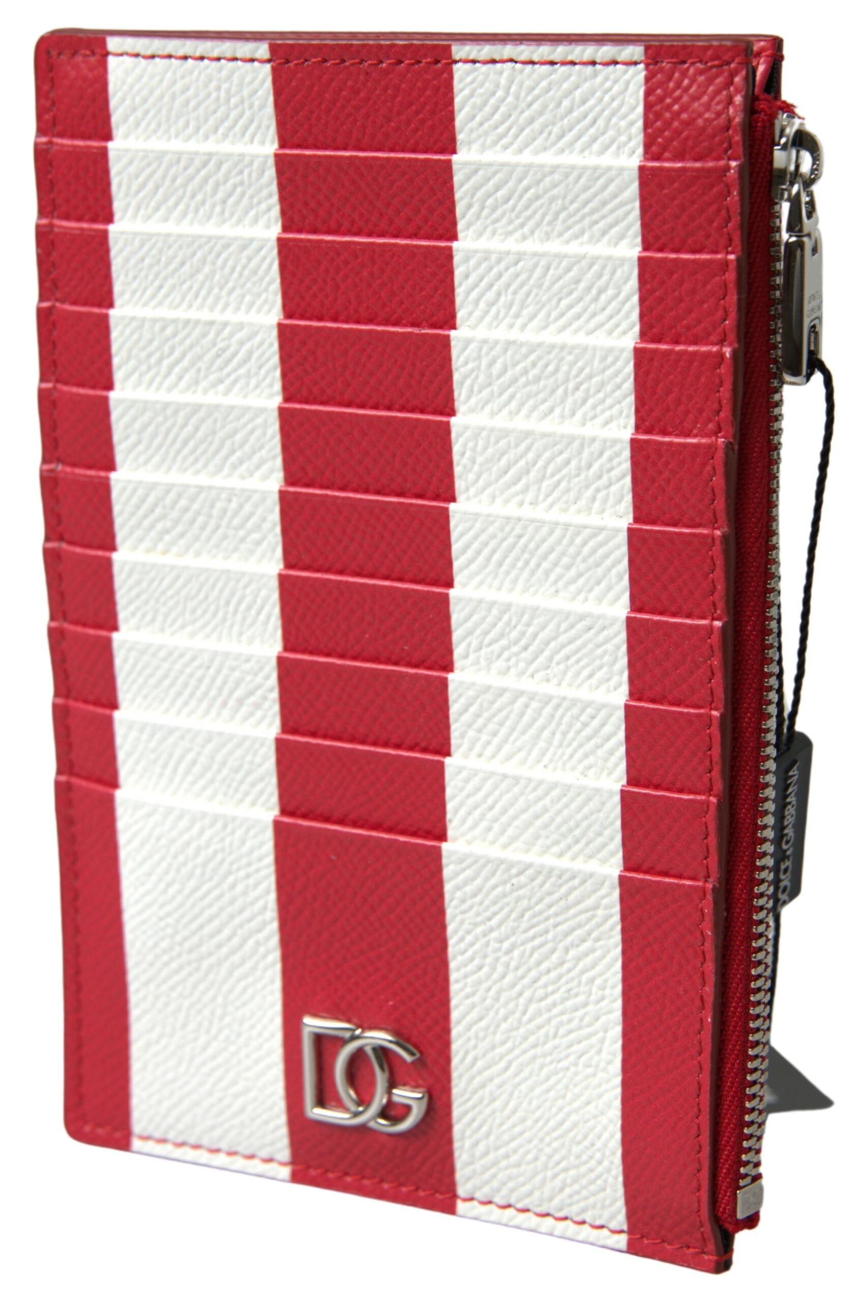 Dolce & Gabbana Elegant Striped Leather Card Women's Holder
