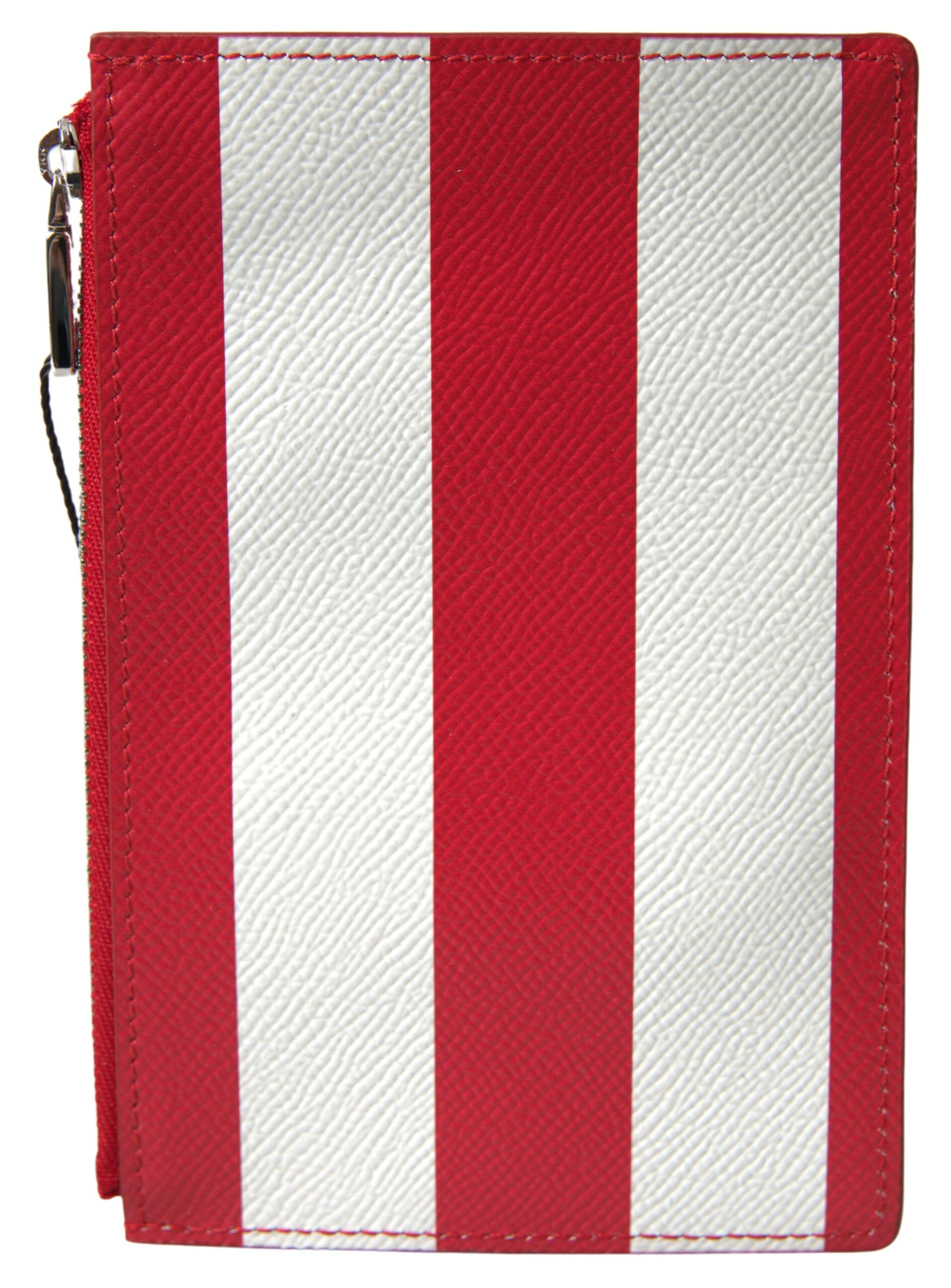 Dolce & Gabbana Elegant Striped Leather Card Women's Holder