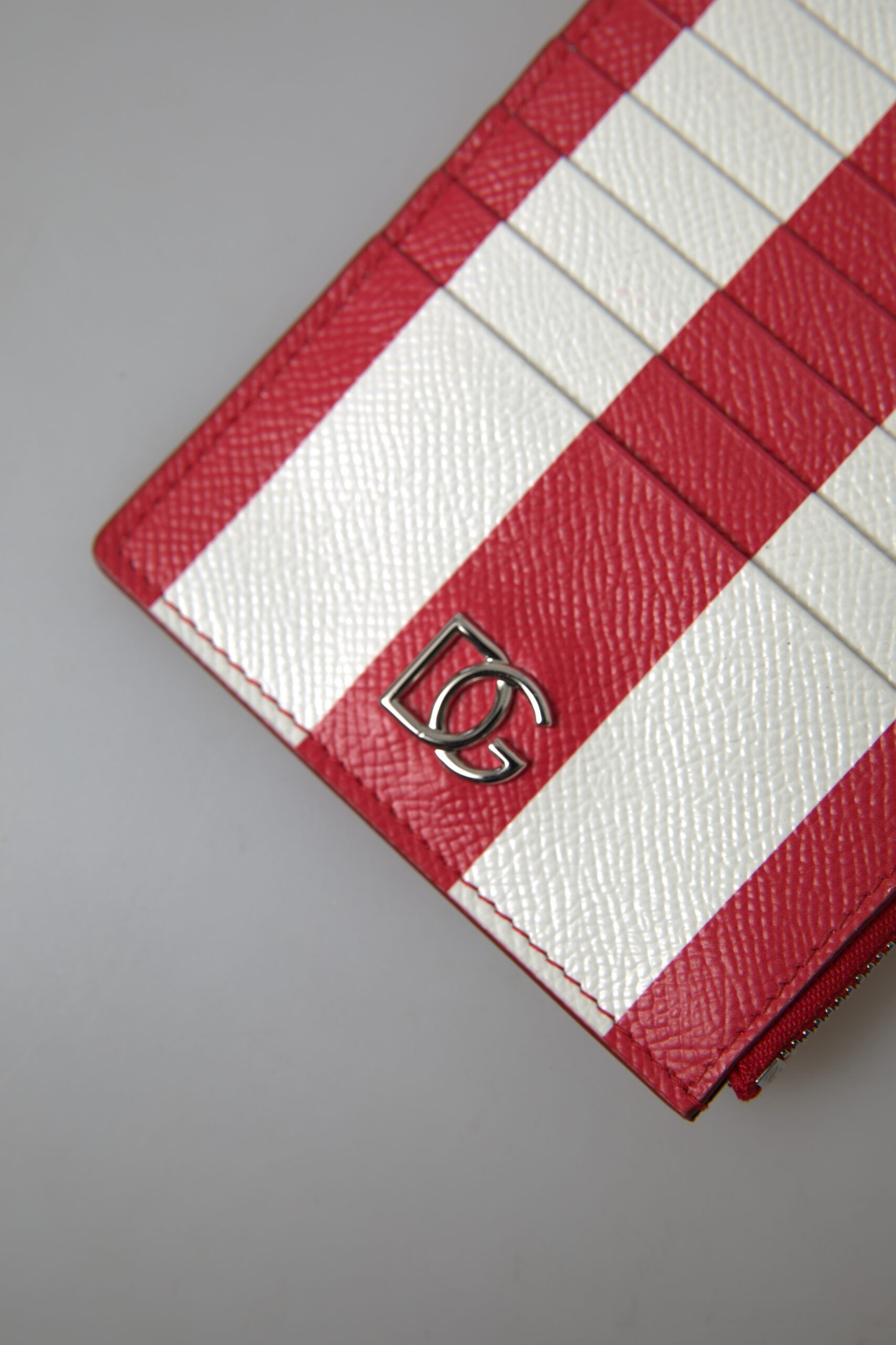 Dolce & Gabbana Elegant Striped Leather Card Women's Holder