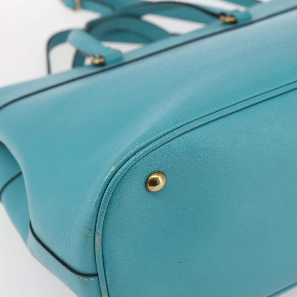 Gucci Bright Bit Convertible Tote Leather Blue Leather Tote Bag Bag (Pre-Owned)