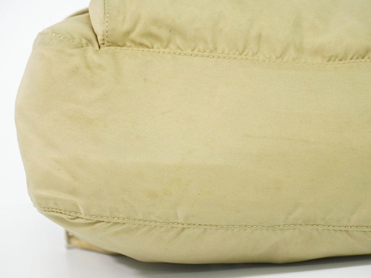Prada Buckle Messenger Tessuto Beige Nylon Shoulder Bag Bag (Pre-Owned)
