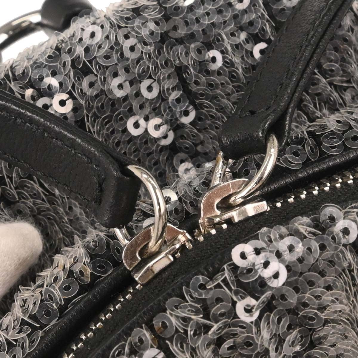 Chanel Waterfall Sequins With Leather Black Leather Backpack Bag (Pre-Owned)