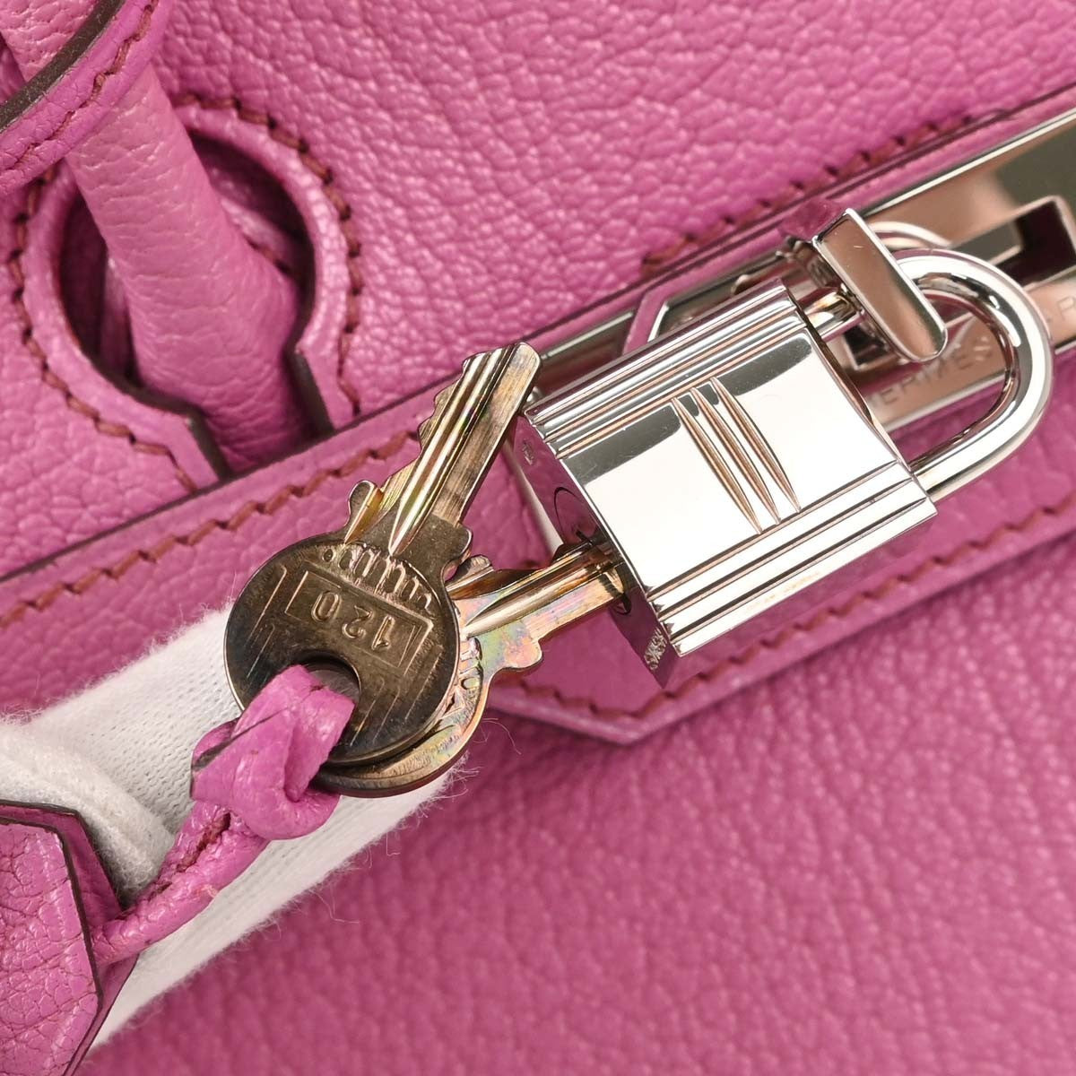 Hermes Hac Birkin Pink Chevre De Coromandel With Palladium Hardware Pink Leather Handbag (Pre-Owned)