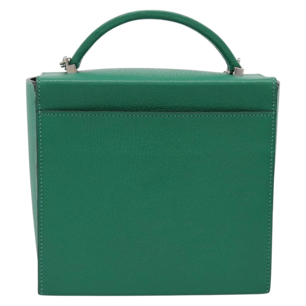 Hermes Cinhetic Top Handle Chevre Mysore Green Leather Handbag (Pre-Owned)