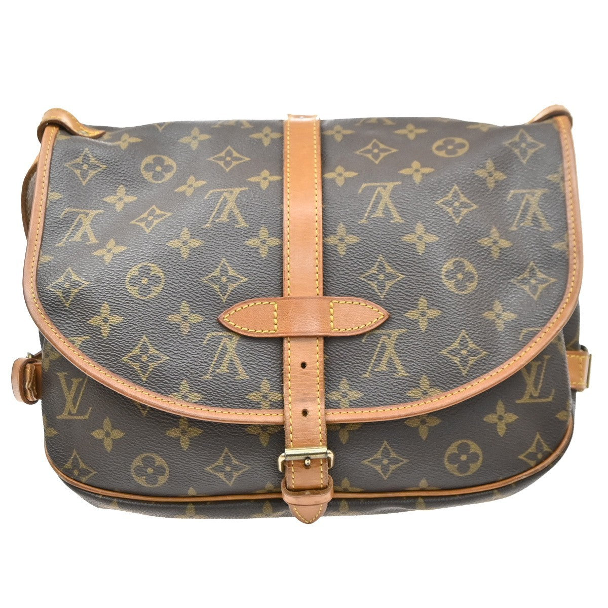 Louis Vuitton Saumur Monogram Canvas Brown Canvas Shoulder Bag Bag (Pre-Owned)