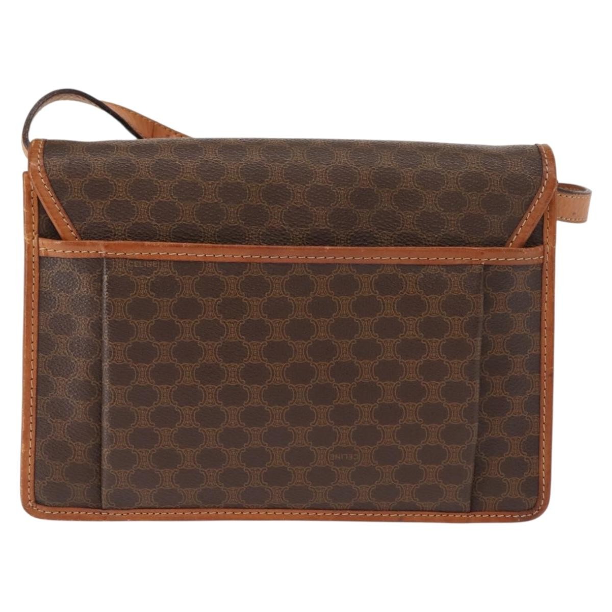 Celine Vintage Macadam Canvas And Leather Brown Canvas Shoulder Bag Bag (Pre-Owned)