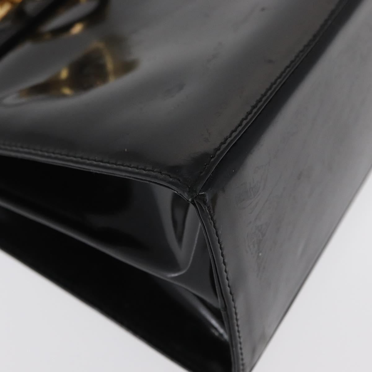 Salvatore Ferragamo Gancini Convertible Top Handle Patent Leather Black Patent_Leather Handbag (Pre-Owned)
