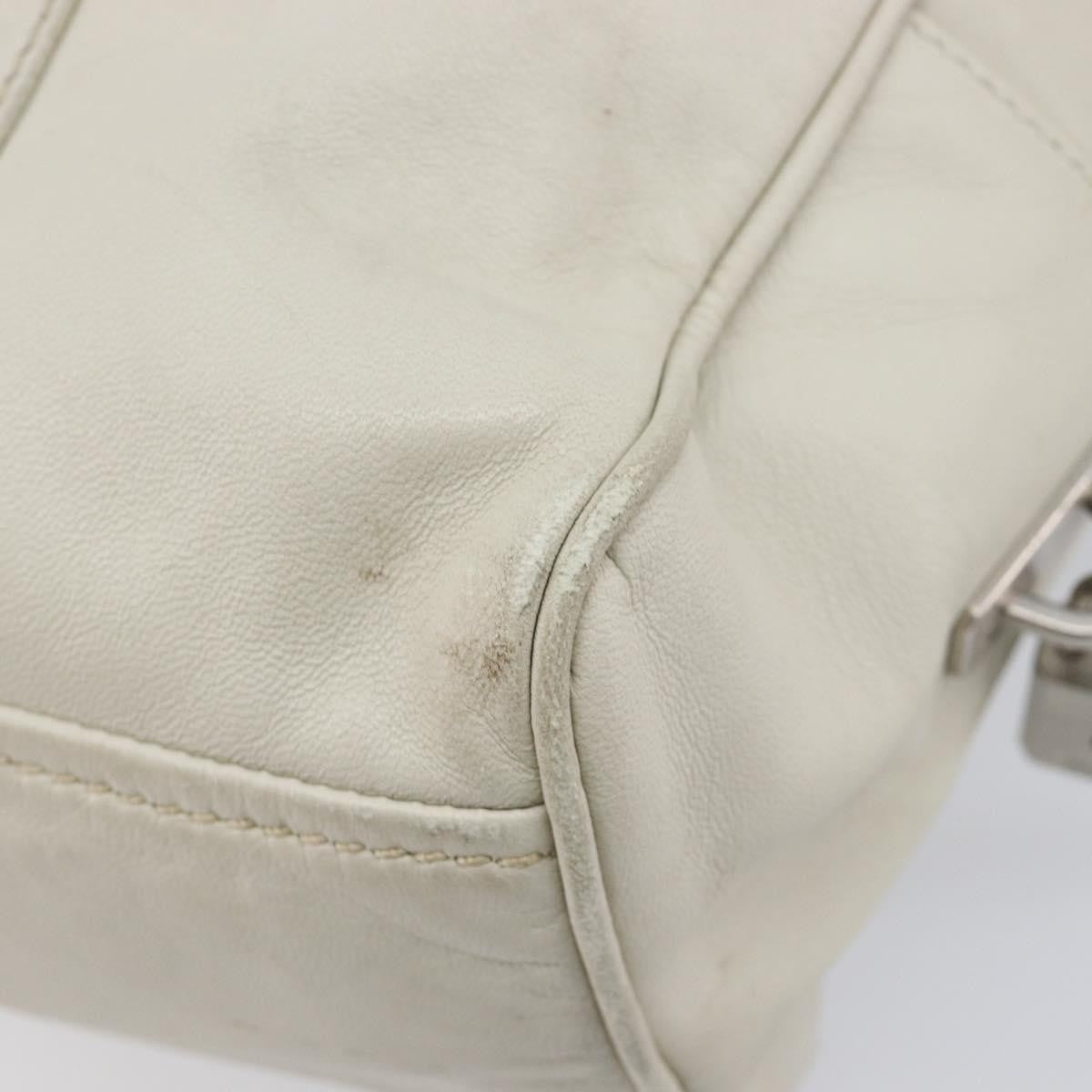 Prada Tote Leather White Leather Tote Bag Bag (Pre-Owned)