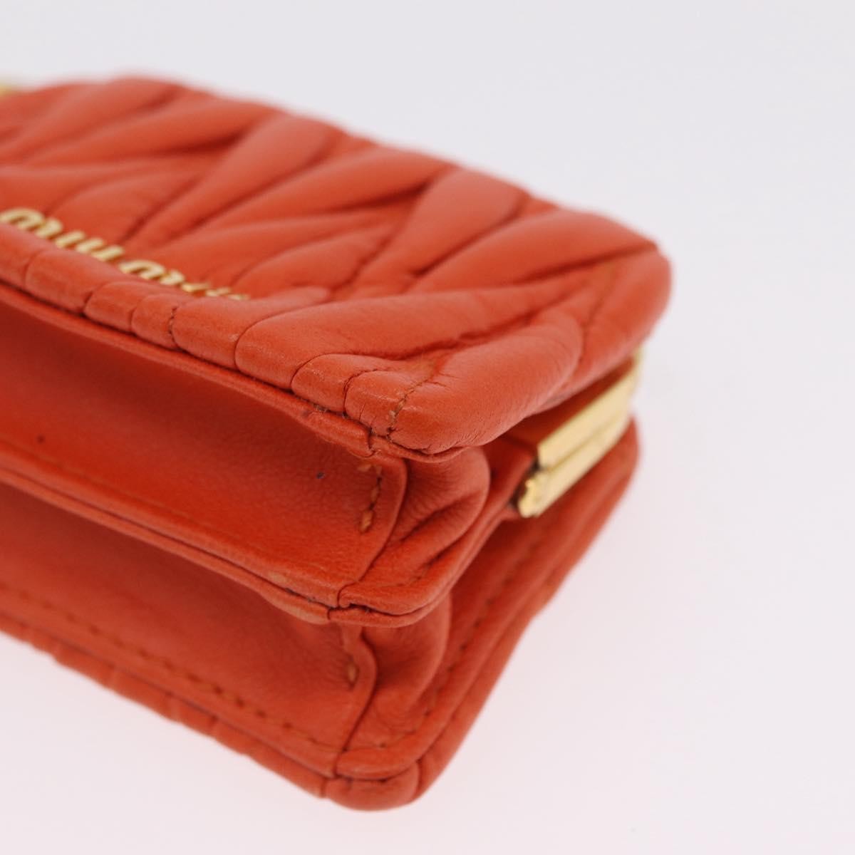 Miu Miu Sword Wallet Charm Leather Matelasse Orange Leather Crossbody Bag Bag (Pre-Owned)