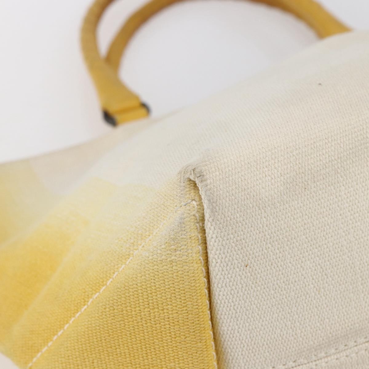 Bottega Veneta Braided Handle Open Canvas With Leather Yellow Canvas Bag (Pre-Owned)