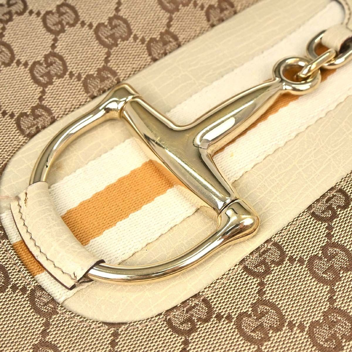 Gucci Horsebit Canvas Beige Canvas Clutche & Pouche Bag (Pre-Owned)