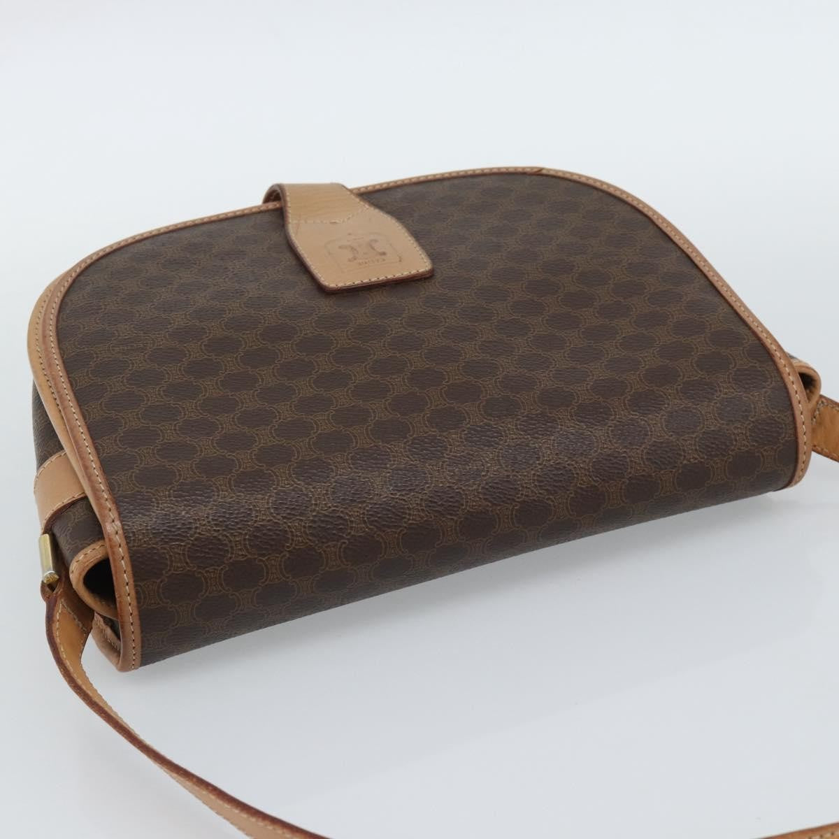 Celine Vintage Macadam Canvas And Leather Brown Canvas Shoulder Bag Bag (Pre-Owned)