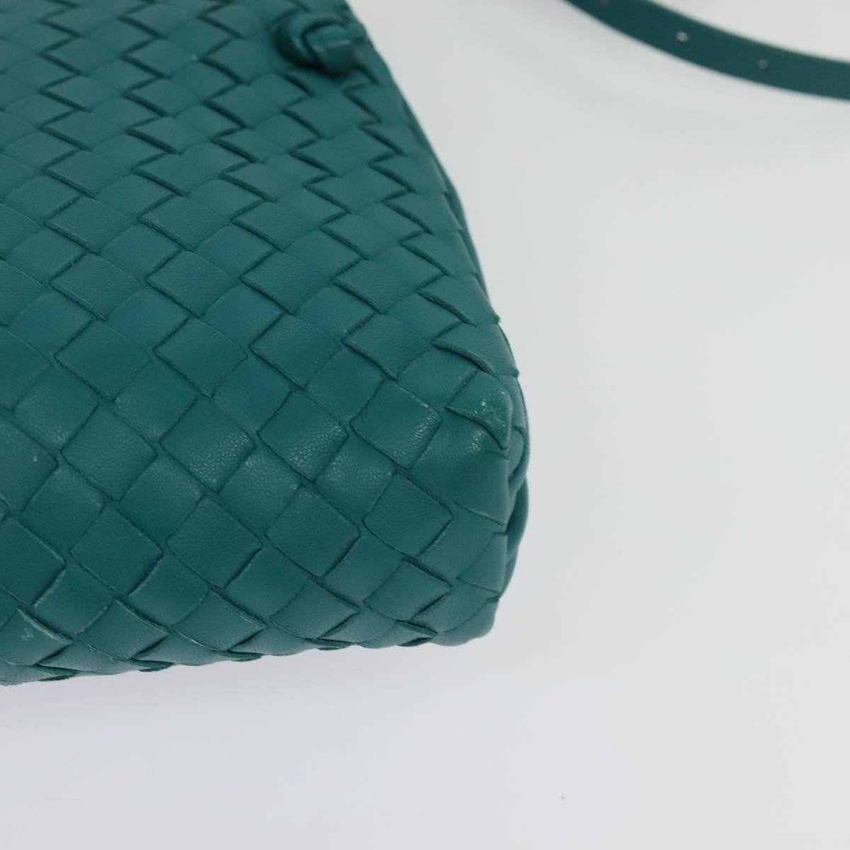 Bottega Veneta Double Compartment Pillow Intrecciato Nappa Green Leather Crossbody Bag Bag (Pre-Owned)