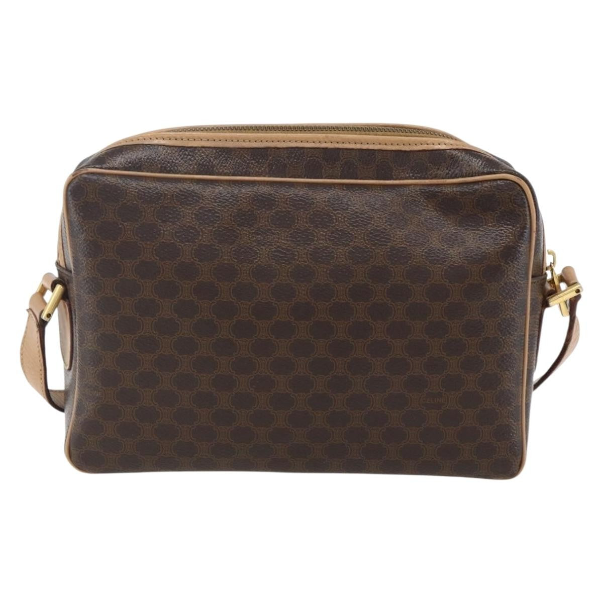 Celine Vintage Macadam Canvas And Leather Brown Canvas Shoulder Bag Bag (Pre-Owned)