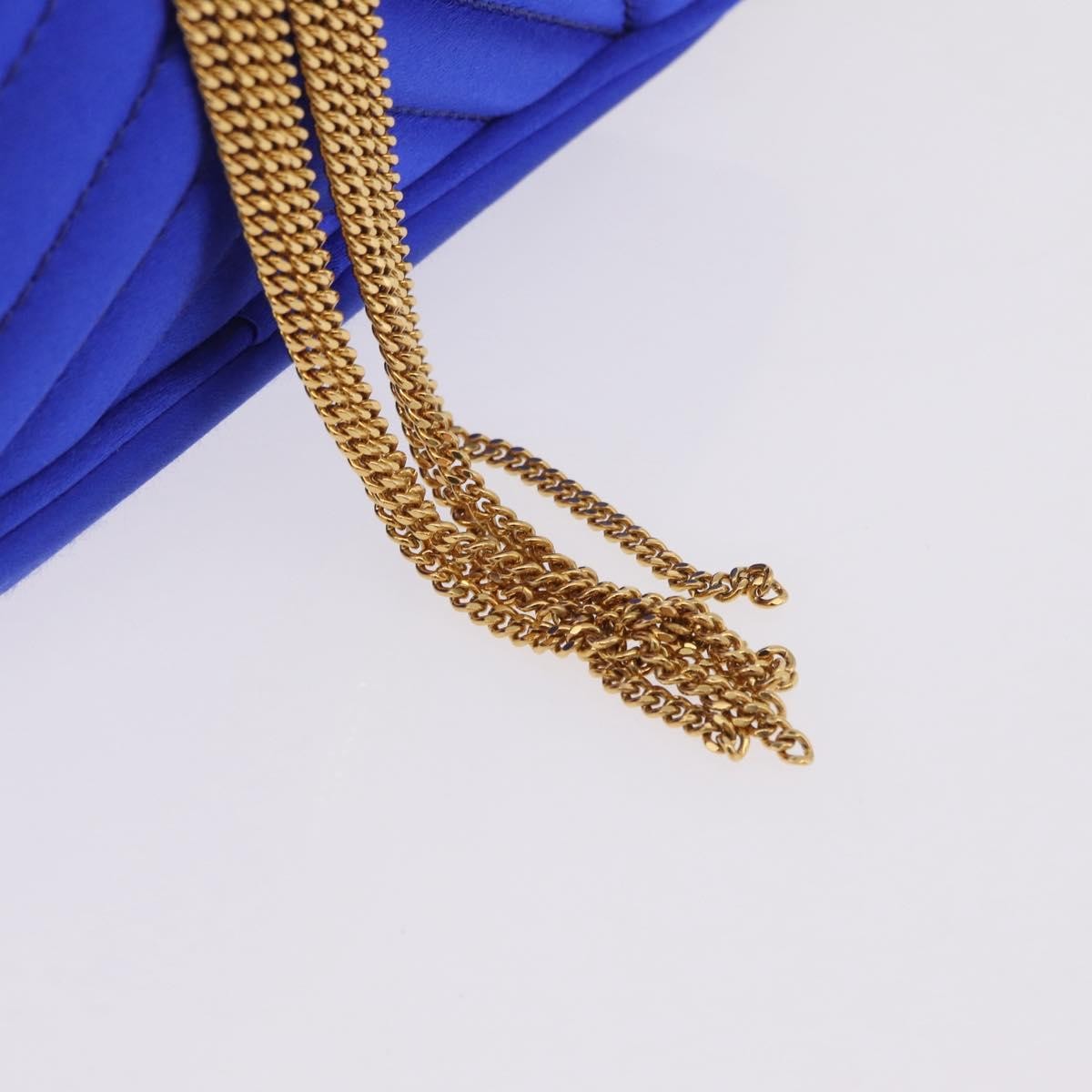 Stella Mccartney Stella Star Camera Quilted Satin Blue Satin Handbag (Pre-Owned)