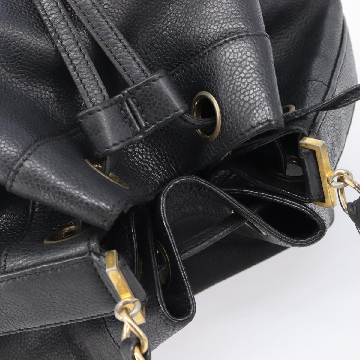 Chanel Vintage Cc Drawstring Bucket Caviar Black Leather Handbag (Pre-Owned)