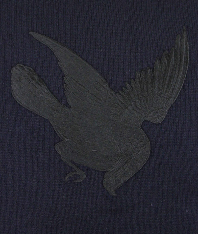 Gucci Men's Blue Cashmere Wool Sweater With Bird Patch