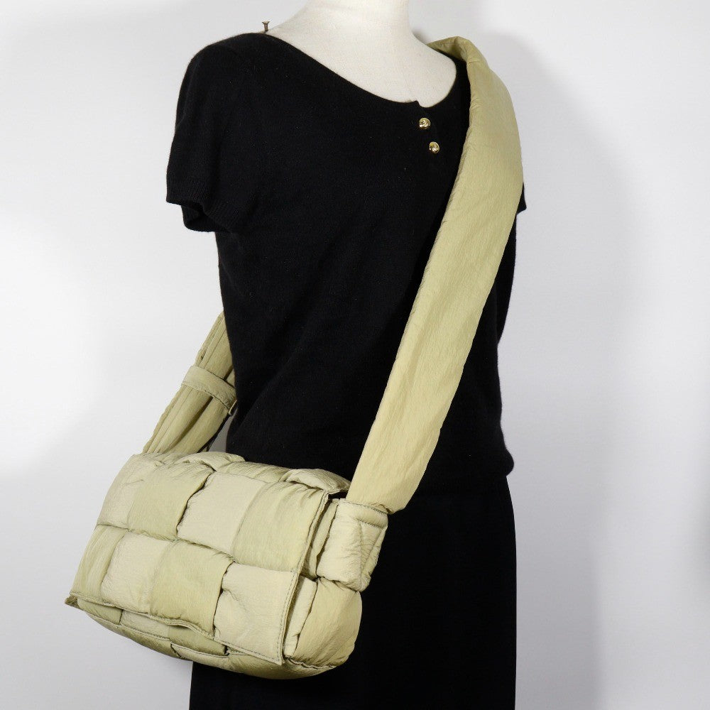 Bottega Veneta Padded Tech Cassette Intrecciato Nylon Khaki Nylon Shoulder Bag Bag (Pre-Owned)