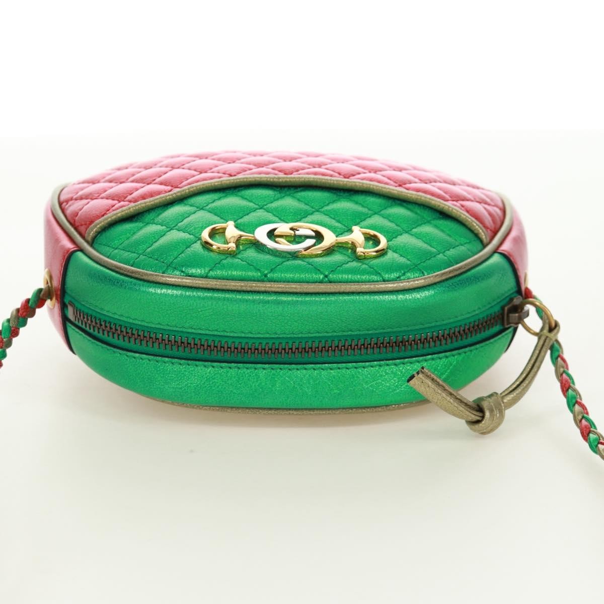 Gucci Trapuntata Camera Quilted Laminated Leather Red Leather Shoulder Bag Bag (Pre-Owned)