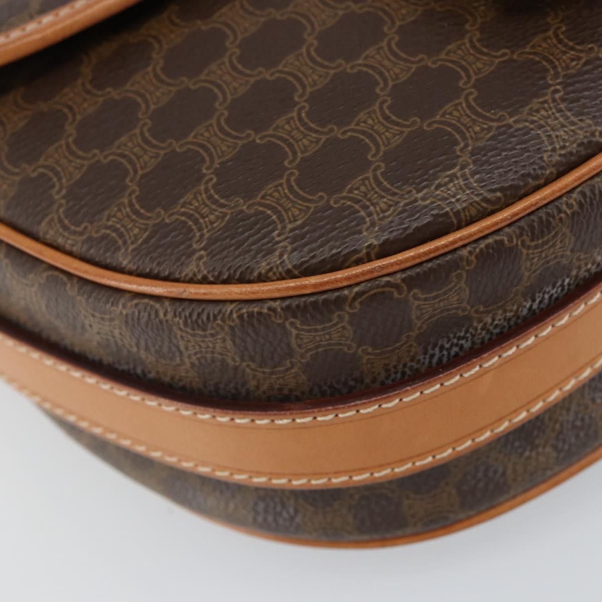 Celine Vintage Macadam Canvas And Leather Brown Canvas Shoulder Bag Bag (Pre-Owned)