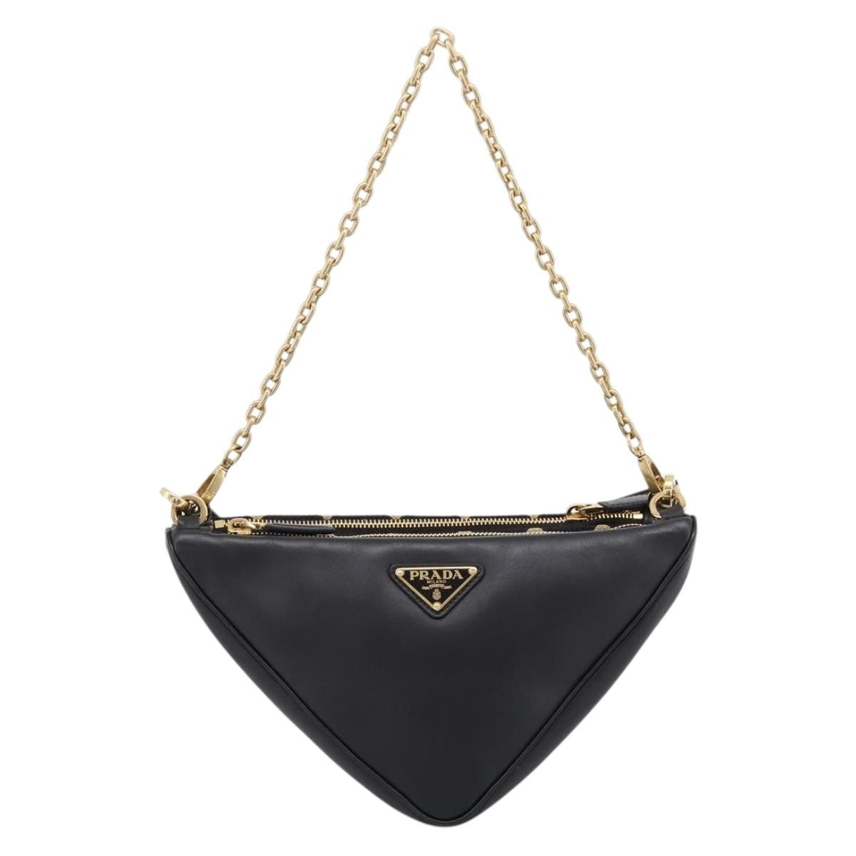 Prada Symbole Triangle Jacquard Beige Canvas Handbag (Pre-Owned)