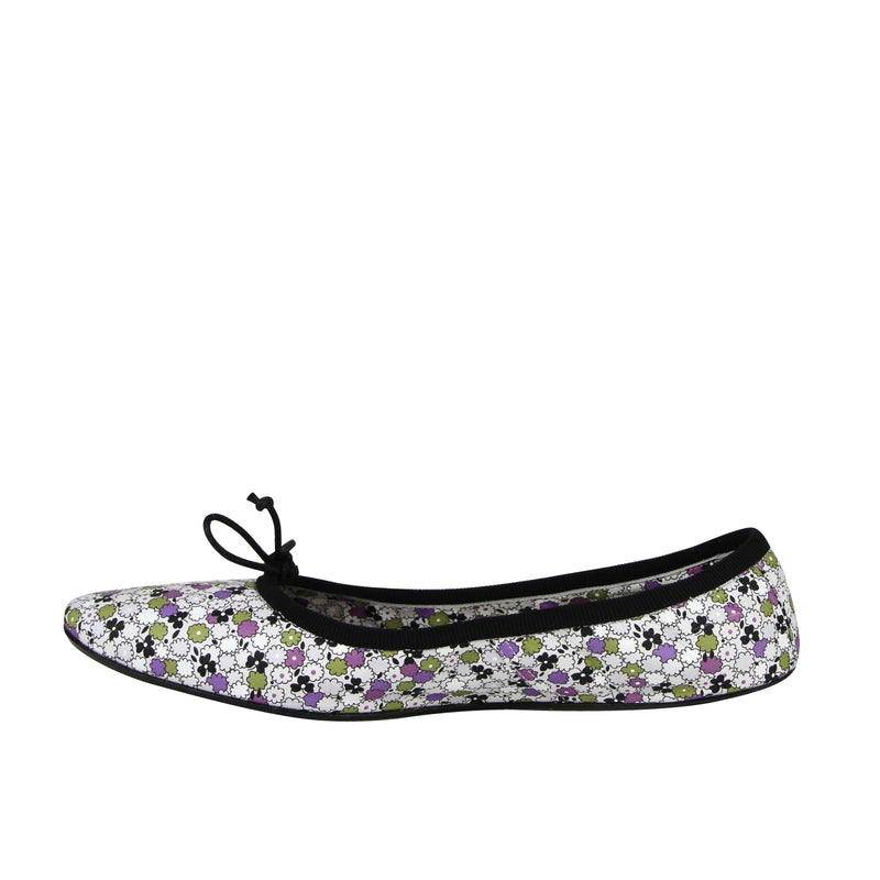 Bottega Veneta Women's Floral Green / Purple / Black Leather Ballet Flats 430525