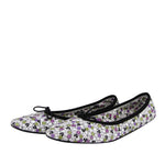 Bottega Veneta Women's Floral Green / Purple / Black Leather Ballet Flats 430525