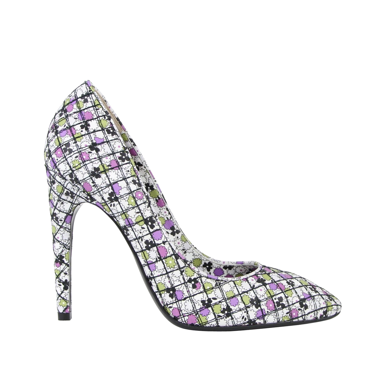 Purple Floral Leather Heels 8404
