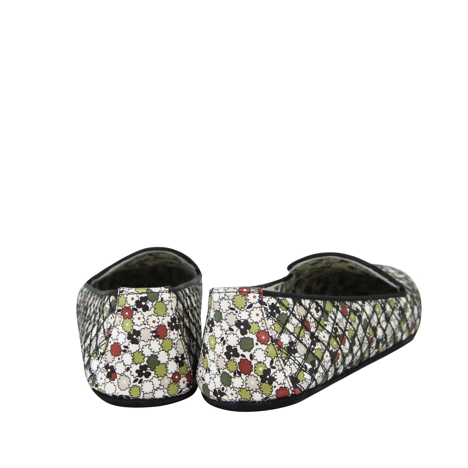 Bottega Veneta Women's Floral Green / Red / Black Fabric / Leather Ballet Flats (38.5 EU / 8.5 US)