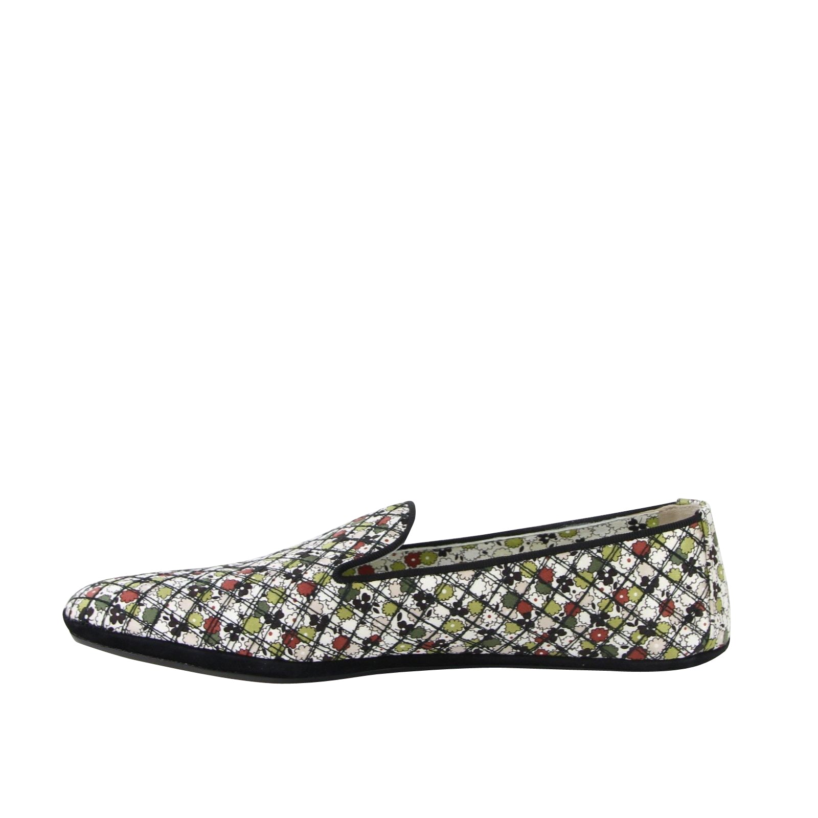 Bottega Veneta Women's Floral Green / Red / Black Fabric / Leather Ballet Flats (38.5 EU / 8.5 US)