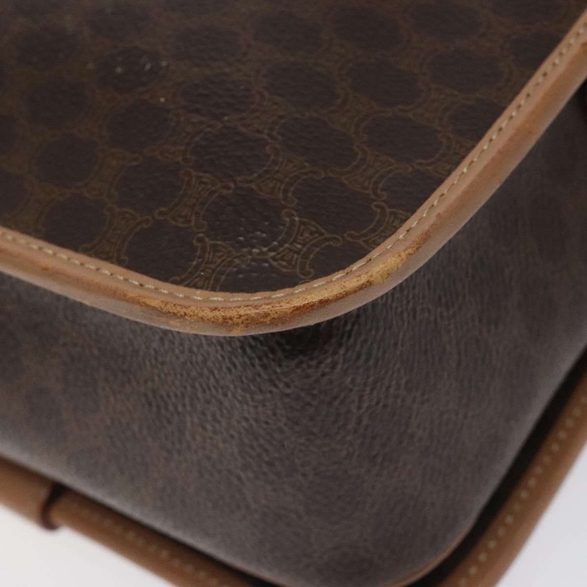 Celine Vintage Macadam Canvas And Leather Brown Canvas Shoulder Bag Bag (Pre-Owned)