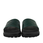 Gucci Guccissima Pattern Green / Black Leather Sandals 431070 3020