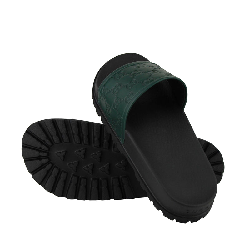 Gucci Men's Web Slide Sandals - Black - Size 11