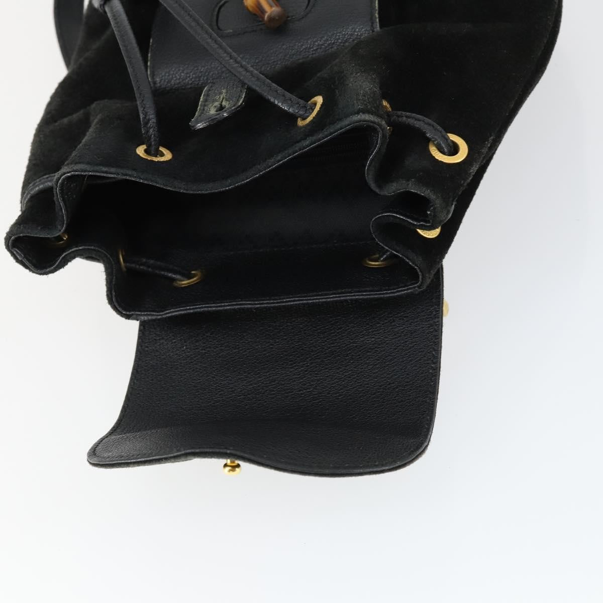 Gucci Gucci Bamboo Daim Black Suede Backpack Bag (Pre-Owned)