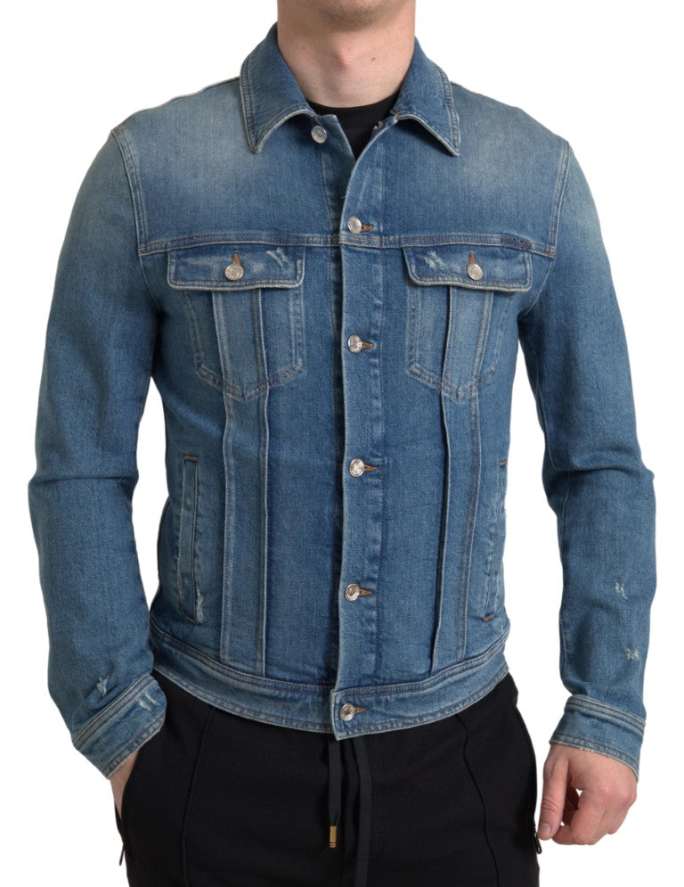 Dolce & Gabbana Elegant Blue Denim Stretch Men's Jacket