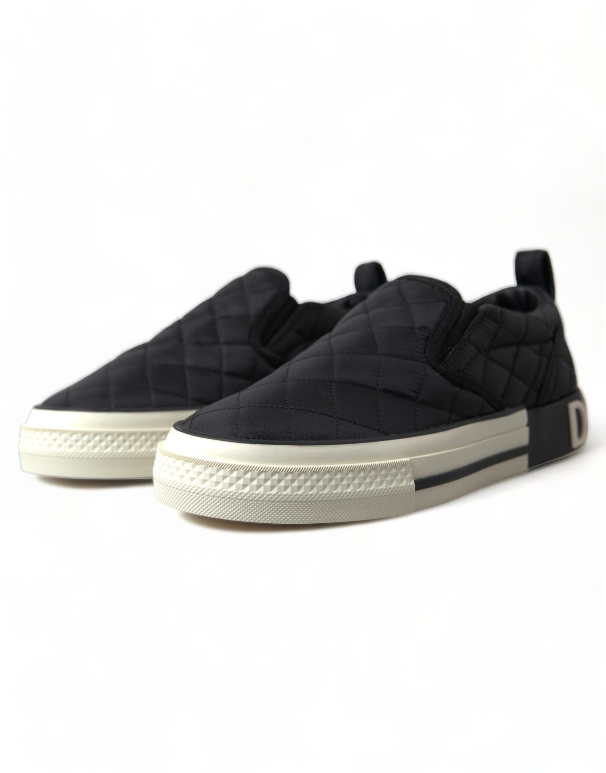 Dolce & Gabbana Black Quilted Slip On Low Top Sneakers Women's Shoes