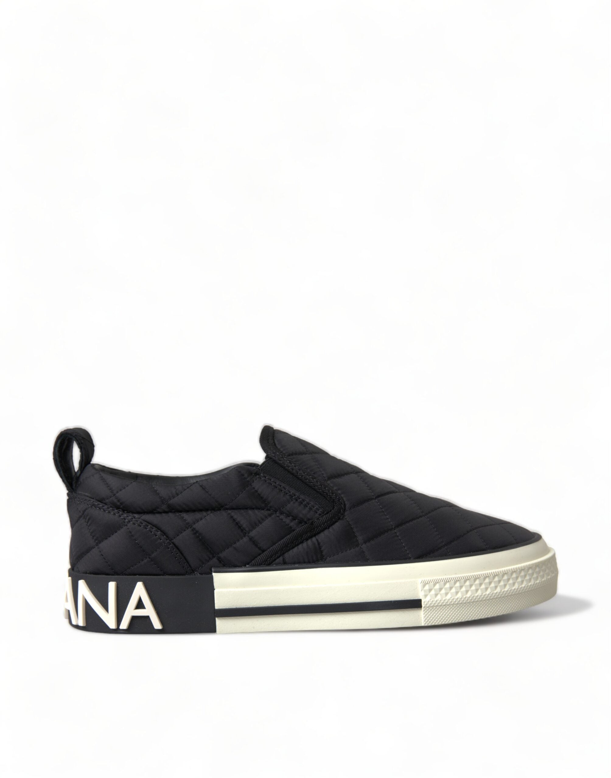 Dolce & Gabbana Black Quilted Slip On Low Top Sneakers Women's Shoes