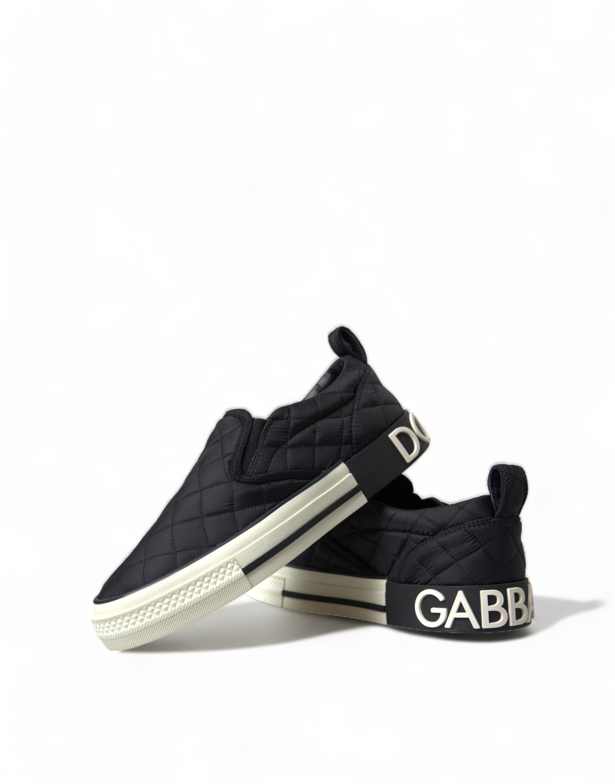 Dolce & Gabbana Black Quilted Slip On Low Top Sneakers Women's Shoes