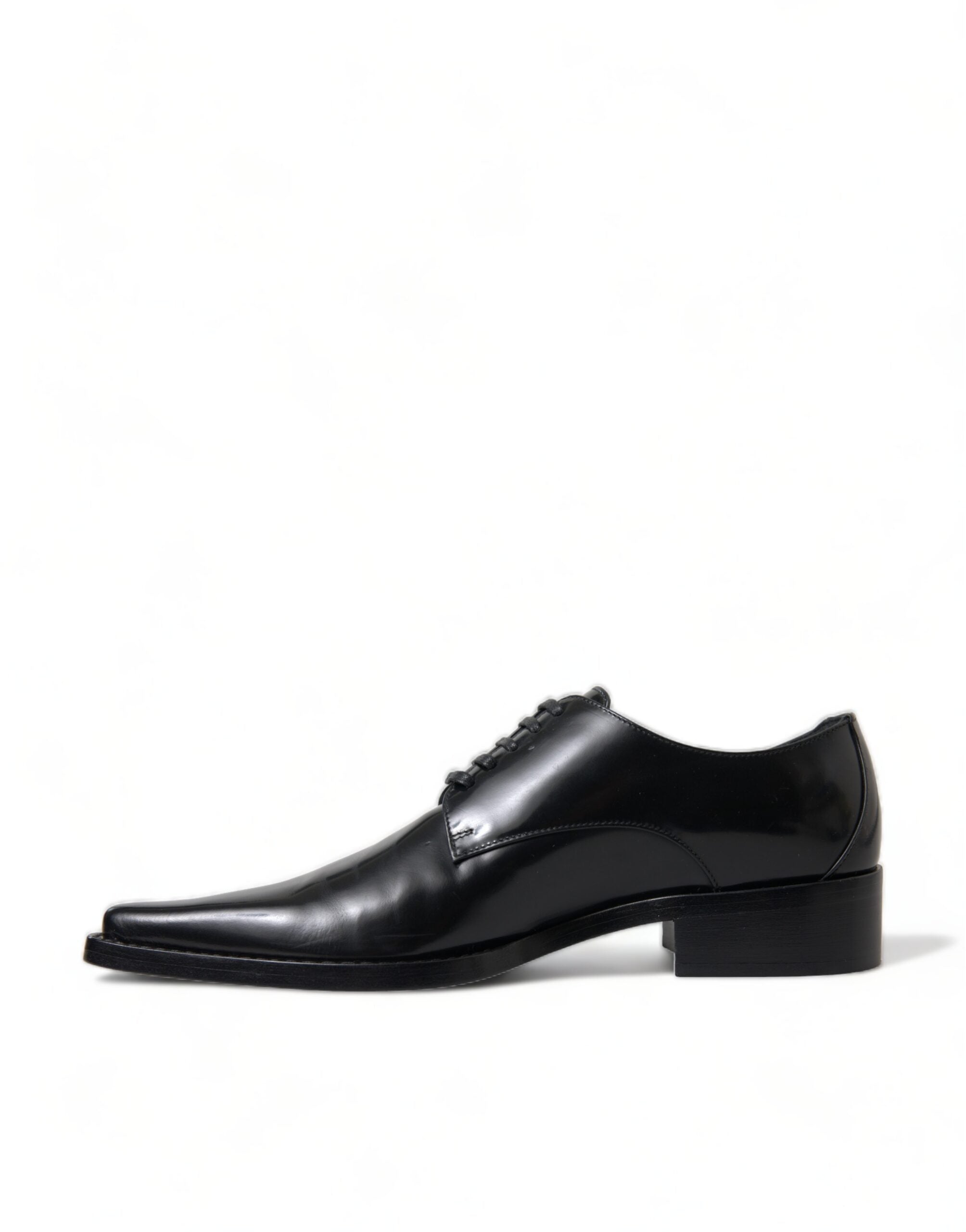 Dolce & Gabbana Black Leather Lace Up Formal Flats Women's Shoes