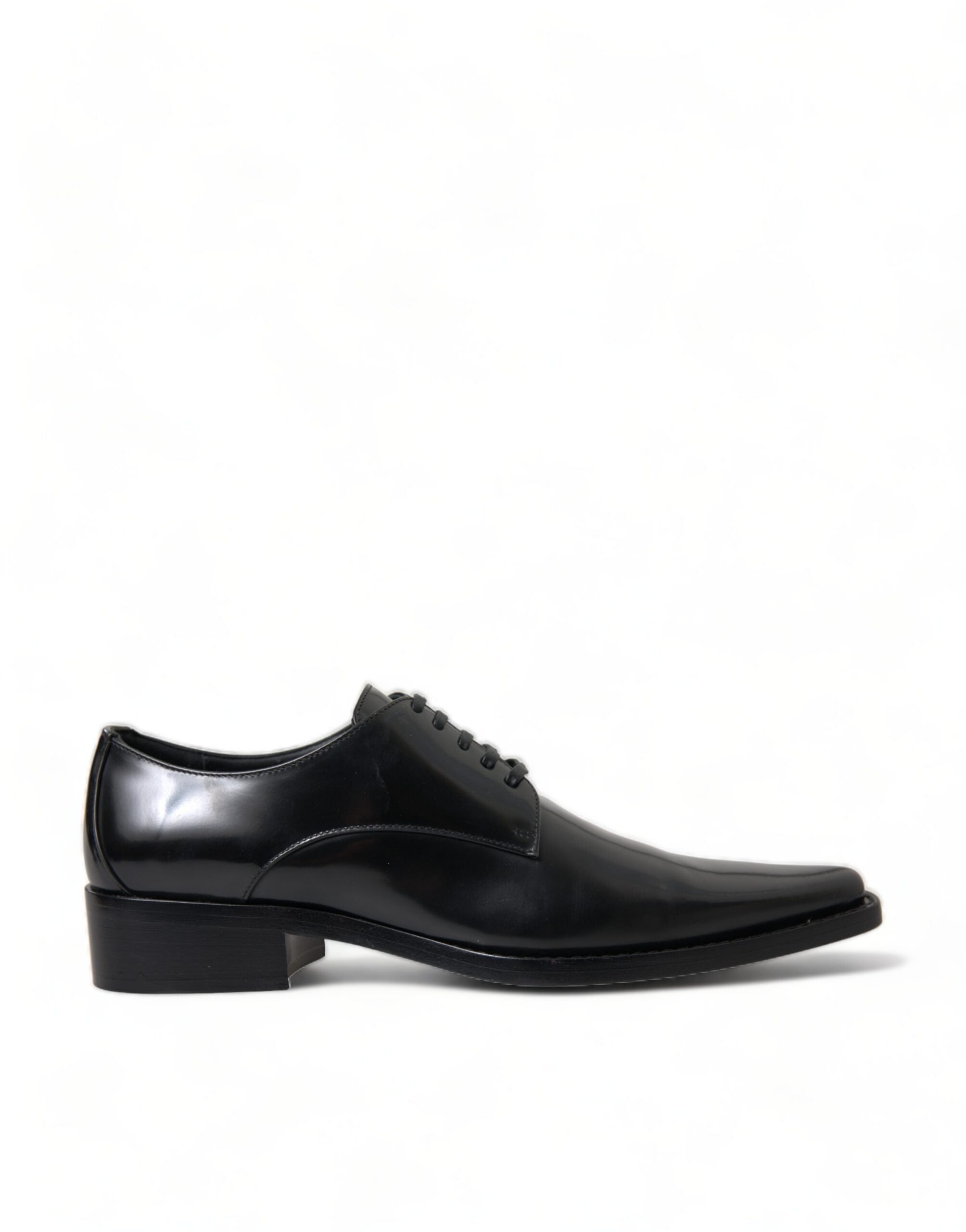Dolce & Gabbana Black Leather Lace Up Formal Flats Women's Shoes