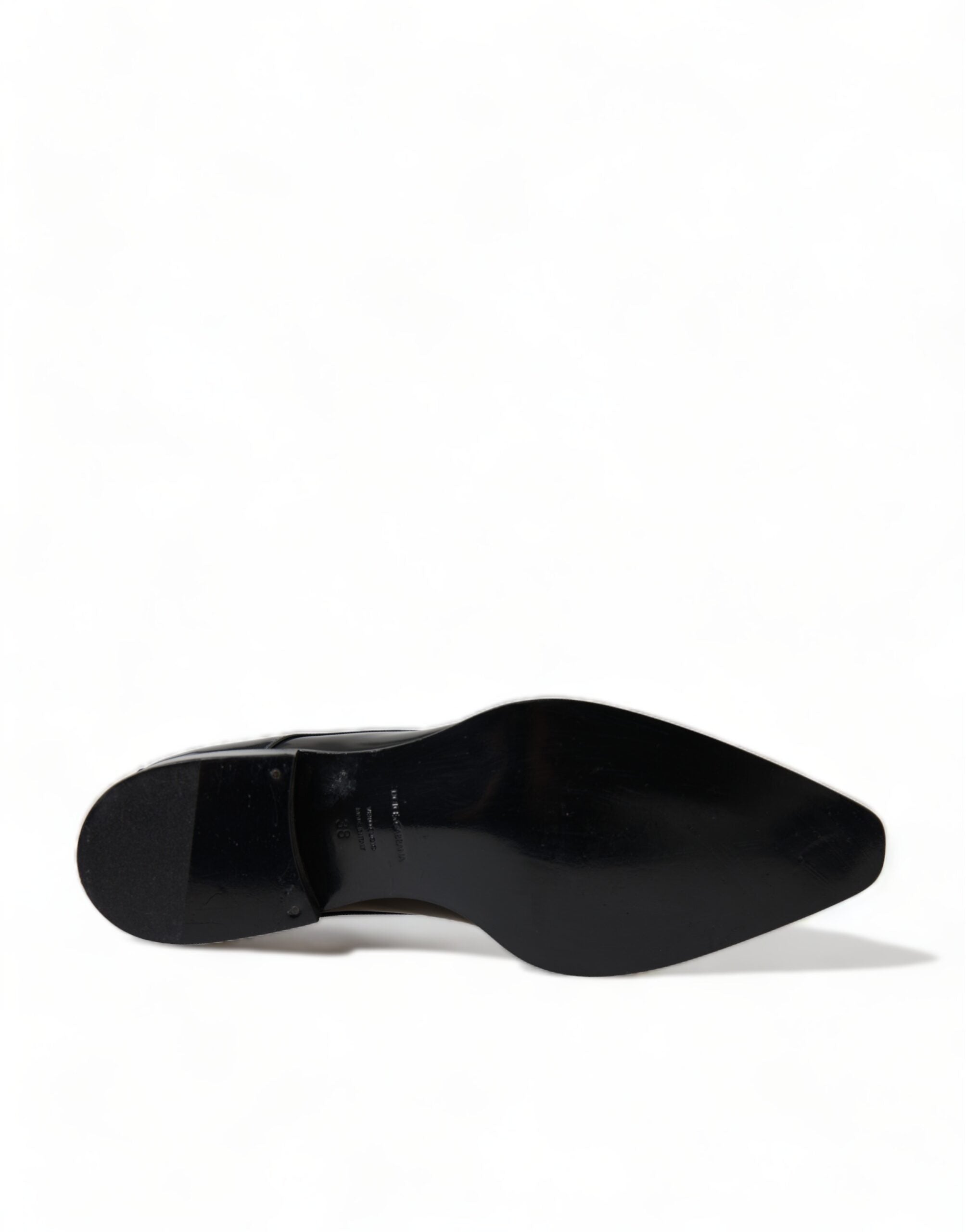 Dolce & Gabbana Black Leather Lace Up Formal Flats Women's Shoes
