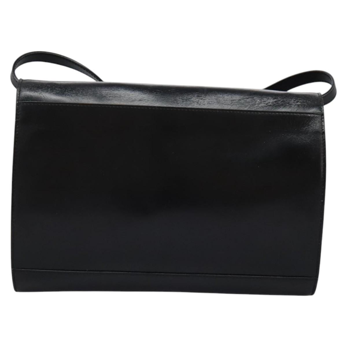 Celine Vintage Circle Logo Leather Black Leather Bag (Pre-Owned)