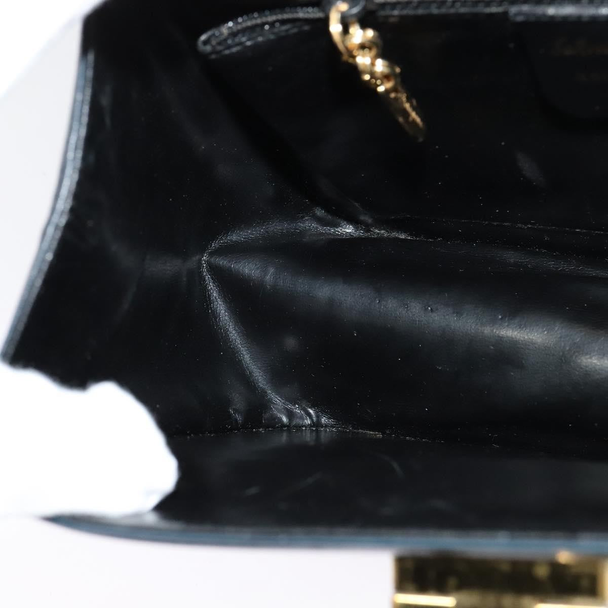 Salvatore Ferragamo Gancini Leather Navy Leather Shoulder Bag Bag (Pre-Owned)