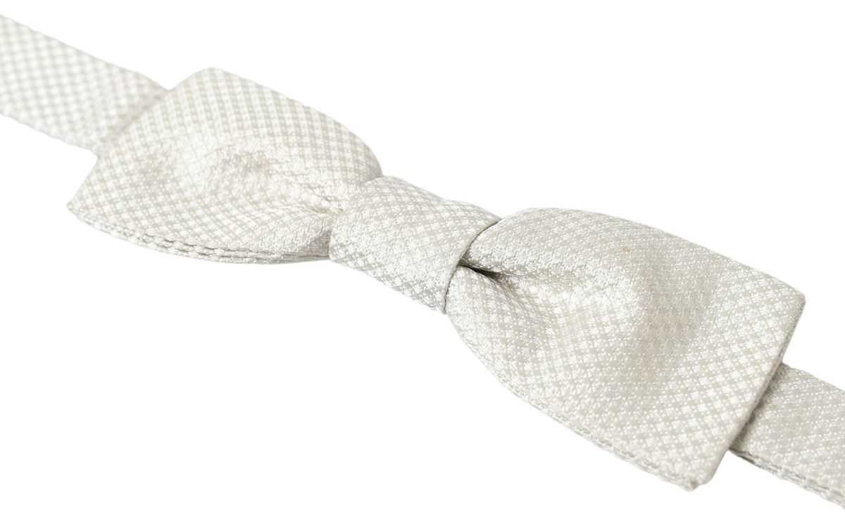 Dolce & Gabbana Elegant Ivory Silk Bow Men's Tie