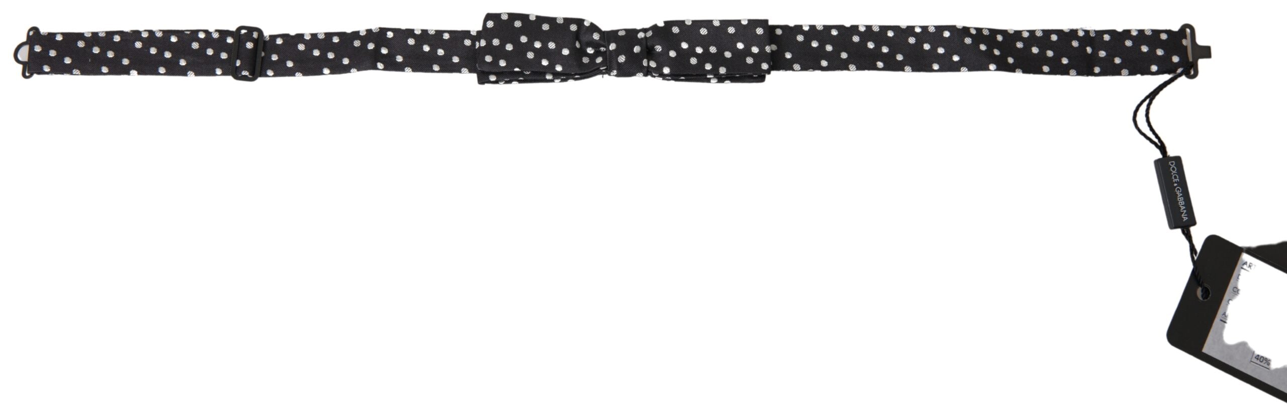 Dolce & Gabbana Black Polka Dot Silk Adjustable Men Neck Papillon Bow Men's Tie