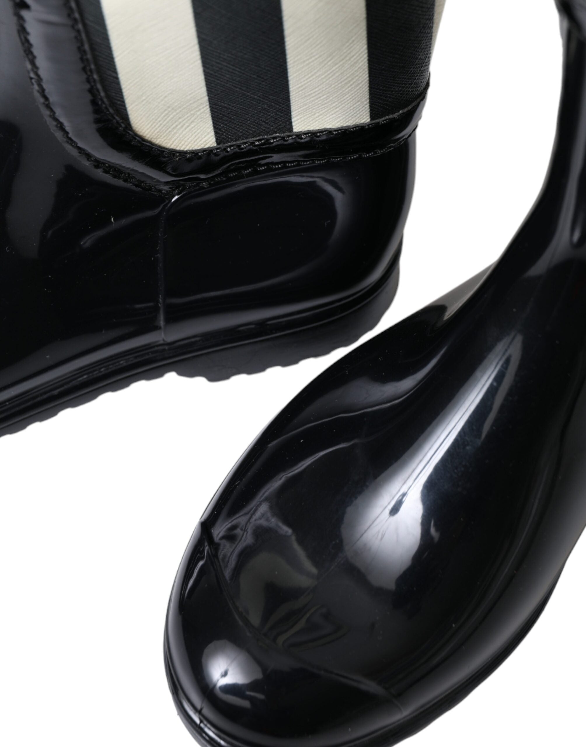 Dolce & Gabbana Black Rubber Knee High Flat Boots Women's Shoes