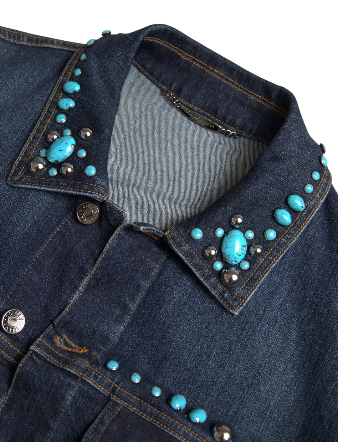 Dolce & Gabbana Embellished Turquoise Denim Men's Jacket